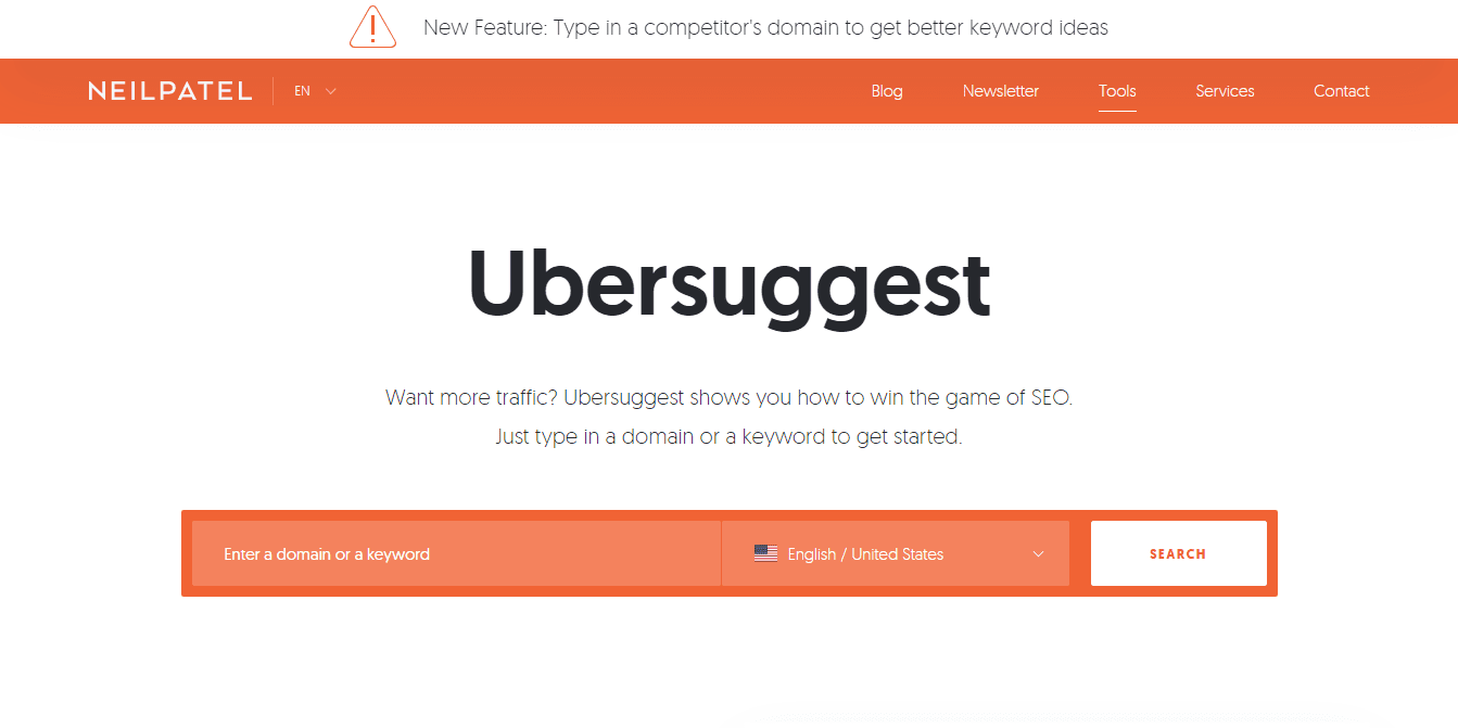 Ubersuggest adalah pencari keyword gratis
